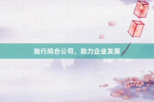 施行鸠合公司，助力企业发展