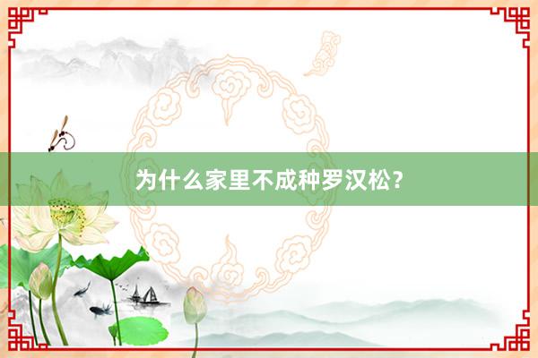 为什么家里不成种罗汉松？